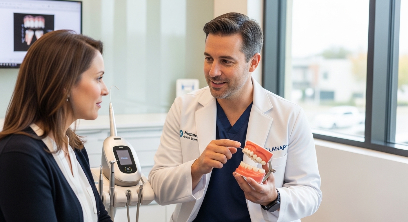 Dentist explaining LANAP treatment to a patient